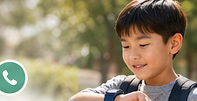 孩子查看佩戴的手錶
